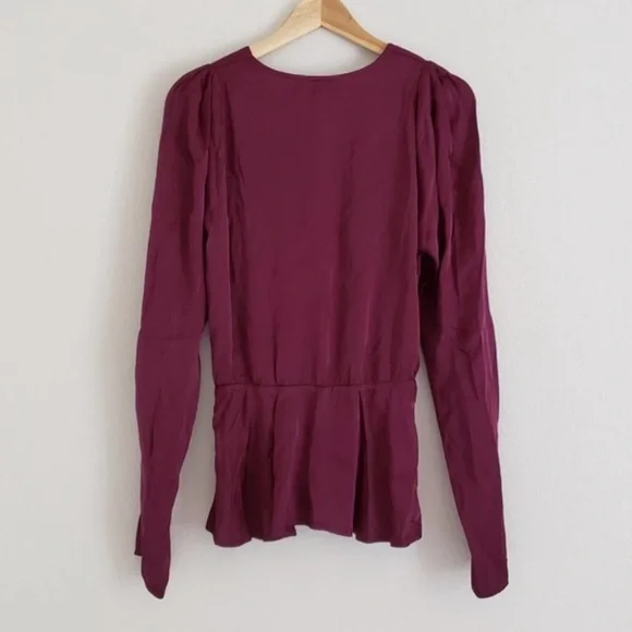 YFB Avery Peplum Cranberry Long Sleeve Blouse Size Small - Picture 6 of 7